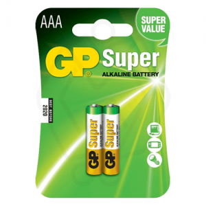 باتری نیم قلمی سایز AAA جی پی مدل Super Alkaline بسته 2 عددی